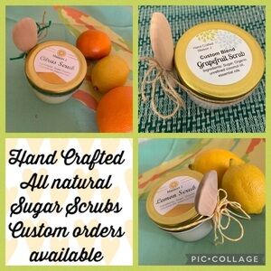 Trio Citrus Scrubs, hand crafted, all natural three 4 oz moisturizing exfoliates